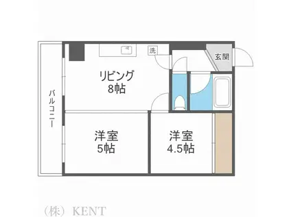 サイレンス琴似(2DK/2階)の間取り写真