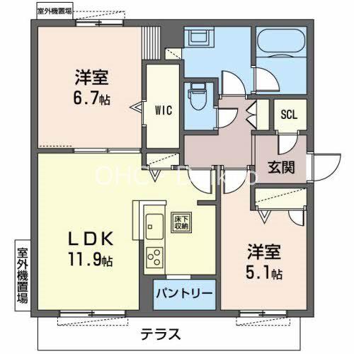 SHAMAISON CIEL(2LDK/3階)の間取り写真