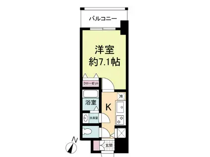 KDXレジデンス三宮(1K/2階)の間取り写真