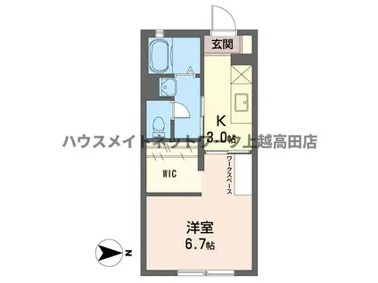 ルミエールK(1K/2階)の間取り写真