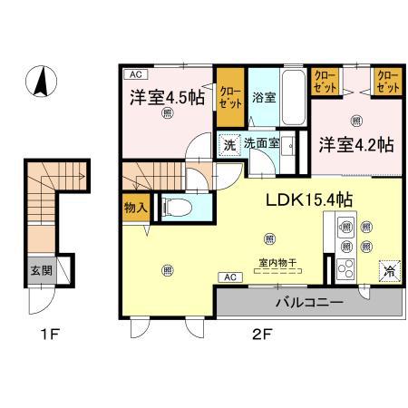 ステラアーク(2LDK/2階)の間取り写真