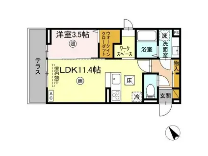 エルブ・バレ(1LDK/1階)の間取り写真