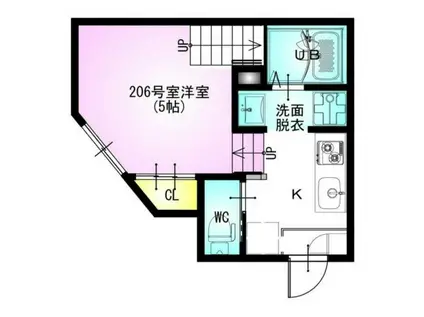 RIZEST TI(ワンルーム/2階)の間取り写真