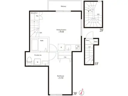 ルナコート小岩(1LDK/3階)の間取り写真