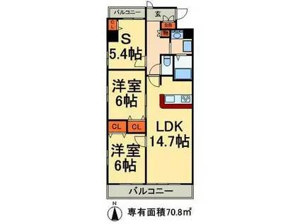 グリーンパレス(3LDK/2階)の間取り写真