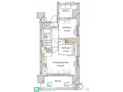 ブランシエスタ新丸子リバーフロント(2LDK/3階)の間取り写真