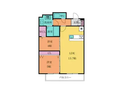 MYS CASETTA KOKURA -ミースカセッタ小倉-(2LDK/12階)の間取り写真