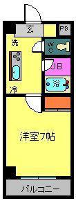 ワンノール堀之内(1K/1階)の間取り写真