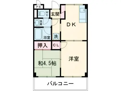 LIMPIAグランメール(2DK/2階)の間取り写真