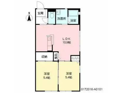 シャロームエステート(2LDK/1階)の間取り写真