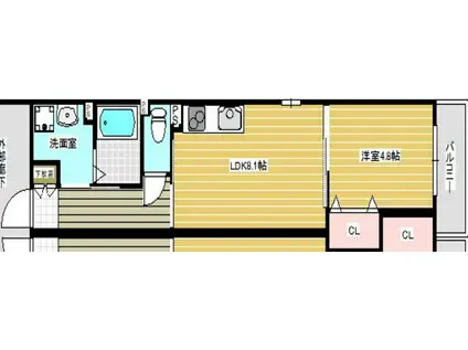 KTIレジデンス西新町(1LDK/3階)の間取り写真