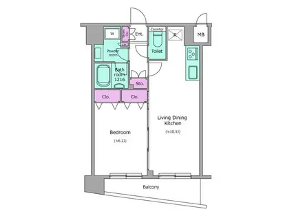 アーバネックス戸越銀座(1LDK/6階)の間取り写真