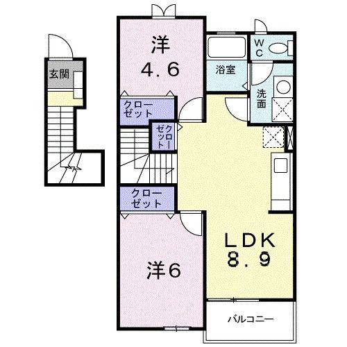 サニーミニヨンハウス(2LDK/2階)の間取り写真