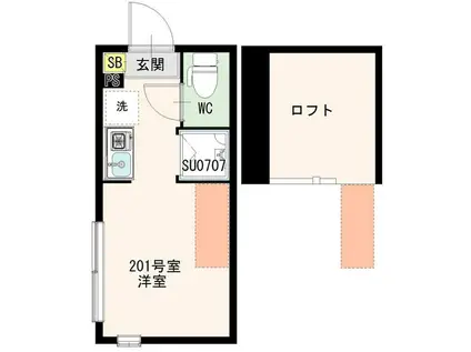 アイオライト(ワンルーム/2階)の間取り写真