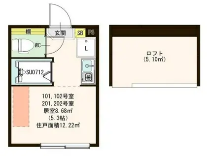 ハーモニーテラス桜台IV(ワンルーム/1階)の間取り写真