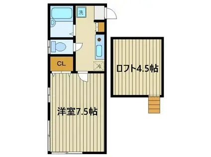 シャネル富士見台(1K/2階)の間取り写真