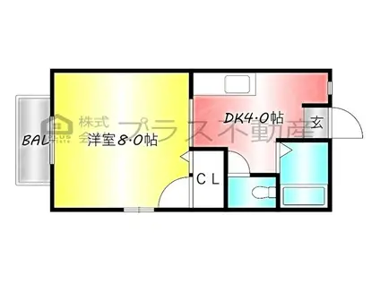 ロワール遠賀野(1DK/2階)の間取り写真