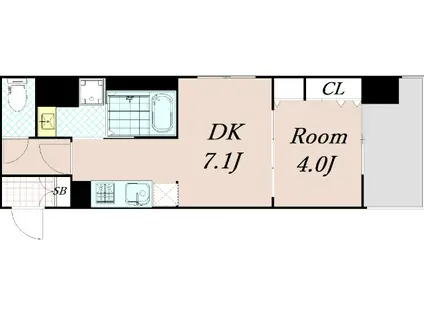 ベラジオ雅び京都西院II(1DK/3階)の間取り写真