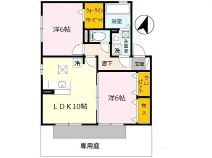 コートダジュール嶋(2LDK/1階)の間取り写真