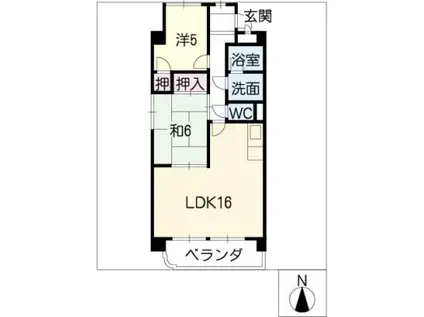 カルチェード石田(2LDK/3階)の間取り写真