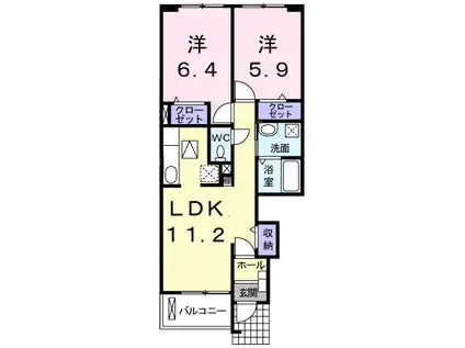 トレ テゾーロ(2LDK/1階)の間取り写真