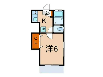 Kフラット(1K/1階)の間取り写真