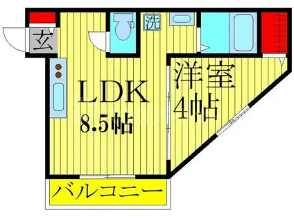 NOCTURNE(1LDK/2階)の間取り写真