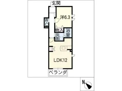 エアリーフ(1LDK/1階)の間取り写真