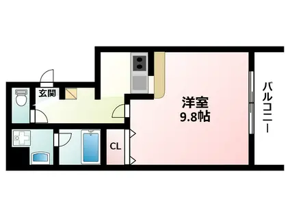 カルム小西II(1K/2階)の間取り写真