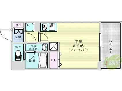 パークフラッツ東三国(ワンルーム/5階)の間取り写真