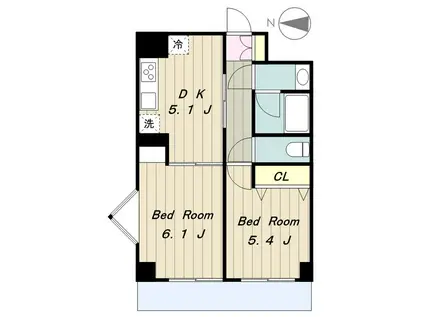 デイム橋本(2DK/10階)の間取り写真