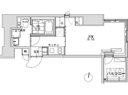 グランディオール広尾テラス(1K/12階)の間取り写真