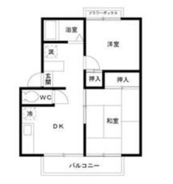 エステートピア岡野(2DK/1階)の間取り写真