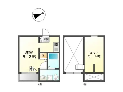 ロロつゆはし(ワンルーム/1階)の間取り写真