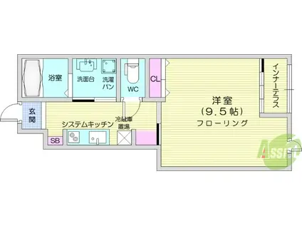 ティーフォレスト2(1K/1階)の間取り写真