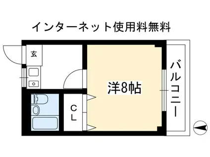 ふゆうマンション(1K/2階)の間取り写真