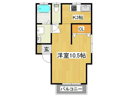 朝日ヴィラ南区(1K/1階)の間取り写真