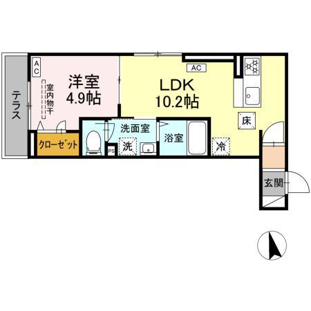 D PAINA大丸(1LDK/1階)の間取り写真
