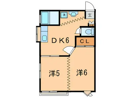 ステップワン(2DK/2階)の間取り写真