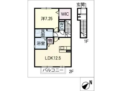 ルミエール(1LDK/2階)の間取り写真