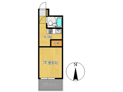 ダイアパレス追手筋第2(1K/3階)の間取り写真