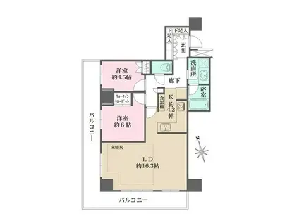 ザ・パークハウス新宿タワー(2LDK/11階)の間取り写真