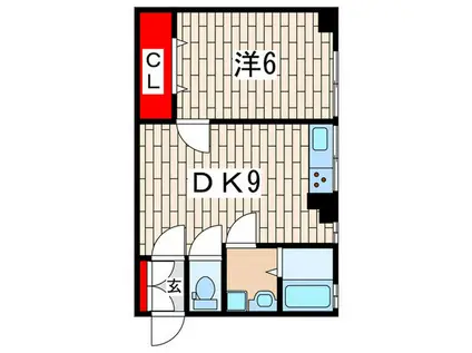 馬堀ハイツ(1DK/1階)の間取り写真