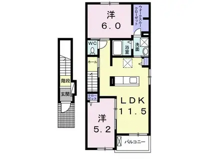 輝 II(2LDK/2階)の間取り写真