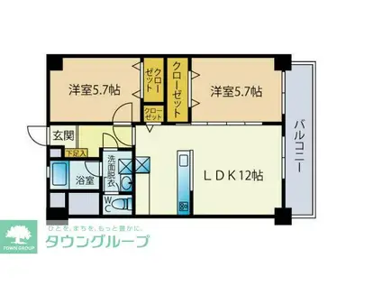 勝栄ビル(2LDK/3階)の間取り写真