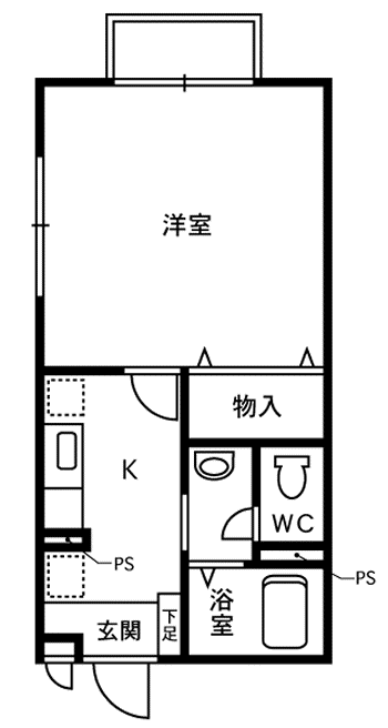 HOMES K木崎(1K/2階)の間取り写真