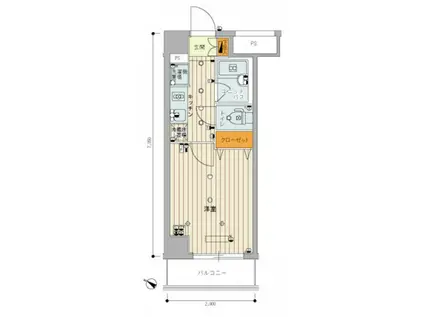 スカイコート品川御殿山(1K/6階)の間取り写真