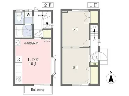 君津テラスハウスB(2LDK/1階)の間取り写真