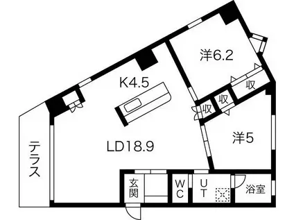 コミュニティーガーデンなごや(2LDK/1階)の間取り写真