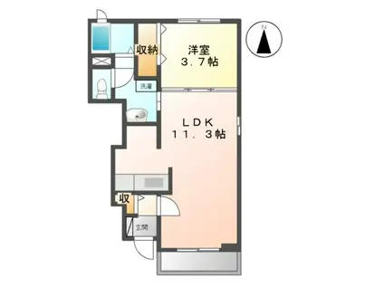 サウスウイング味美(1LDK/1階)の間取り写真